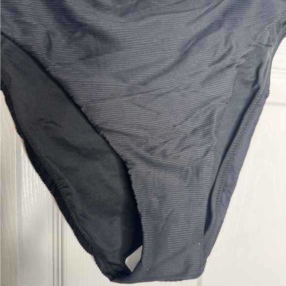 J. Crew NWT Black Ribbed High Rise Cheeky Bikini Bottom Size M - Picture 3 of 8